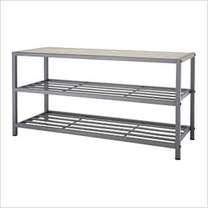 8-Pair 3-Tier Slate Gray Steel Shoe Storage Bench