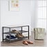 8-Pair 3-Tier Slate Gray Steel Shoe Storage Bench