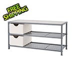 Trinity 6-Pair 3-Tier Slate Gray Steel Shoe Storage Bench with Baskets