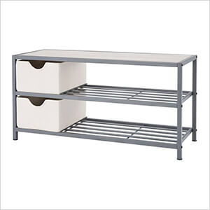 6-Pair 3-Tier Slate Gray Steel Shoe Storage Bench with Baskets