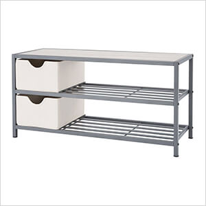 Trinity TBFPGR 2410 6 Pair 3 Tier Slate Gray Steel Shoe Storage Bench with Baskets