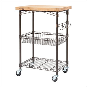 Expandable Bamboo Top Kitchen Cart