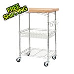 Trinity Expandable Bamboo Top Kitchen Cart