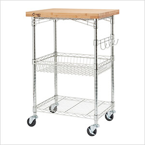 Expandable Bamboo Top Kitchen Cart