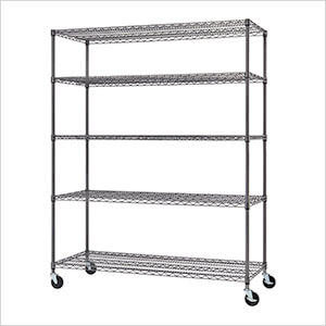 NSF 5-Tier Rolling Steel Wire Garage Storage Shelving Unit