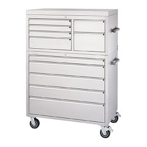 43 in. 11-Drawer Stainless Steel Rolling Tool Chest Combo