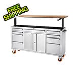 Trinity Stainless Steel Rolling Workbench with Adjustable Top