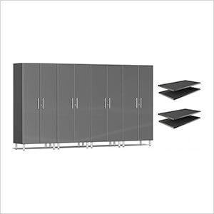 4-Piece Tall Garage Cabinet Kit and 4-Shelf Bundle in Graphite Grey Metallic