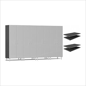 4-Piece Tall Garage Cabinet Kit and 4-Shelf Bundle in Stardust Silver Metallic