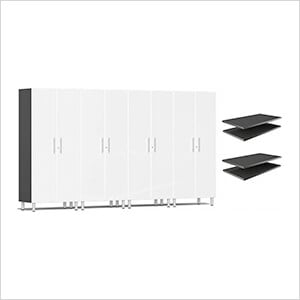 4-Piece Tall Garage Cabinet Kit and 4-Shelf Bundle in Starfire White Metallic