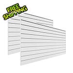 Proslat 8' x 4' Slatwall PVC Wall Panels and Trims (2-Pack White)