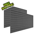 Proslat 8' x 4' Slatwall PVC Wall Panels and Trims (2-Pack Charcoal)