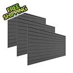 Proslat 8' x 4' PVC Wall Panels and Trims (3-Pack Charcoal)
