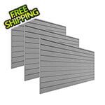 Proslat 8' x 4' Slatwall PVC Wall Panels and Trims (3-Pack Light Grey)