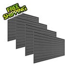 Proslat 8' x 4' Slatwall PVC Wall Panels and Trims (4-Pack Charcoal)