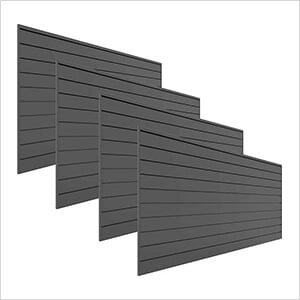 8' x 4' PVC Wall Panels and Trims (4-Pack Charcoal)