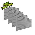 Proslat 8' x 4' Slatwall PVC Wall Panels and Trims (4-Pack Light Grey)