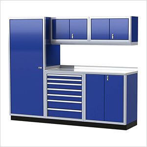 Pro II 8-Foot Moduline Blue Aluminum Garage Cabinet System