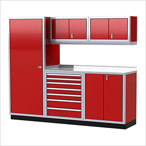 Pro II 8-Foot Red Aluminum Garage Cabinet System