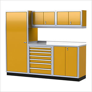 Pro II 8-Foot Yellow Aluminum Garage Cabinet System