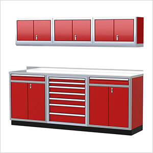 Pro II 8-Foot Red Aluminum Garage Cabinet System