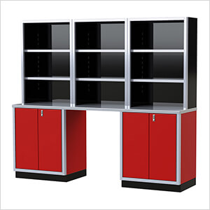 Pro II 8-Foot Red Aluminum Garage Cabinet System