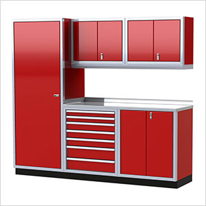 Pro II 8-Foot Red Aluminum Garage Cabinet System