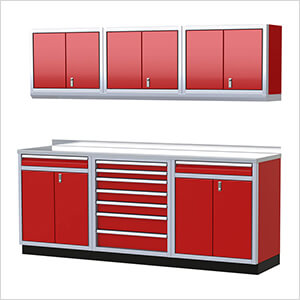 Pro II 8-Foot Red Aluminum Garage Cabinet System