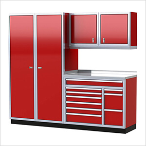 Pro II 8-Foot Red Aluminum Garage Cabinet System