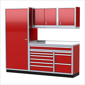 Pro II 8-Foot Red Aluminum Garage Cabinet System