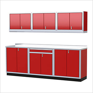 Pro II 9-Foot Red Aluminum Garage Cabinet System