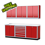 Moduline Pro II 9-Foot Red Aluminum Garage Cabinet System
