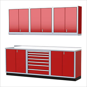 Pro II 9-Foot Red Aluminum Garage Cabinet System