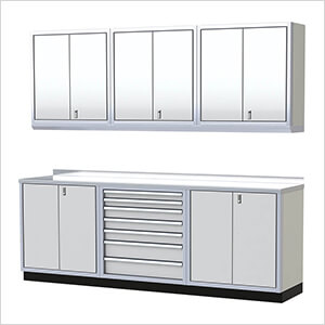 Pro II 9-Foot White Aluminum Garage Cabinet System