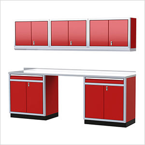 Pro II 9-Foot Red Aluminum Garage Cabinet System