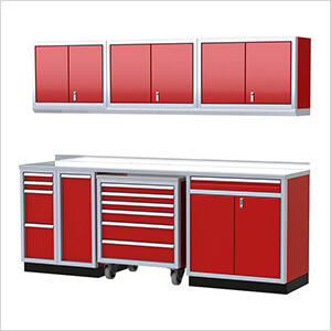 Pro II 8-Foot / 8-Inch Red Aluminum Garage Cabinet System