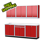 Moduline Pro II 9-Foot Red Aluminum Garage Cabinet System