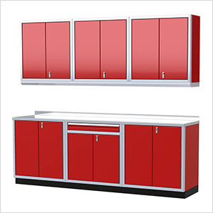 Pro II 9-Foot Red Aluminum Garage Cabinet System