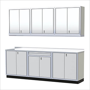 Pro II 9-Foot White Aluminum Garage Cabinet System