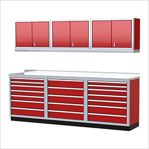 Pro II 9-Foot Moduline Red Aluminum Garage Cabinet System