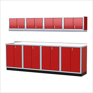 Pro II 10-Foot Red Aluminum Garage Cabinet System