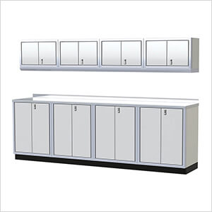 Pro II 10-Foot White Aluminum Garage Cabinet System