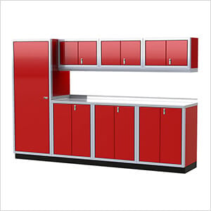 Pro II 10-Foot Red Aluminum Garage Cabinet System