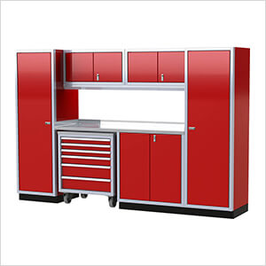 Pro II 10-Foot Red Aluminum Garage Cabinet System