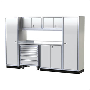 Pro II 10-Foot White Aluminum Garage Cabinet System