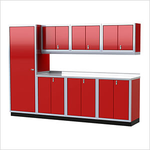 Pro II 10-Foot Red Aluminum Garage Cabinet System