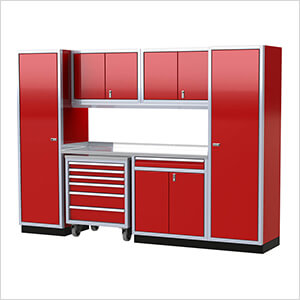 Pro II 10-Foot Red Aluminum Garage Cabinet System