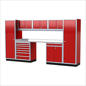 Pro II 12-Foot Red Aluminum Garage Cabinet System