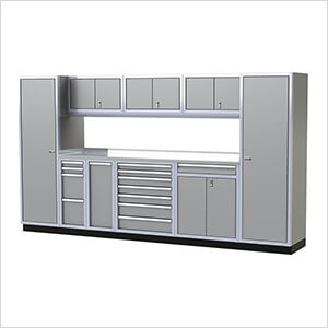Pro II 12-Foot Light Gray Aluminum Garage Cabinet System