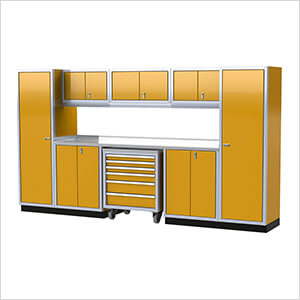 Pro II 12-Foot Yellow Aluminum Garage Cabinet System